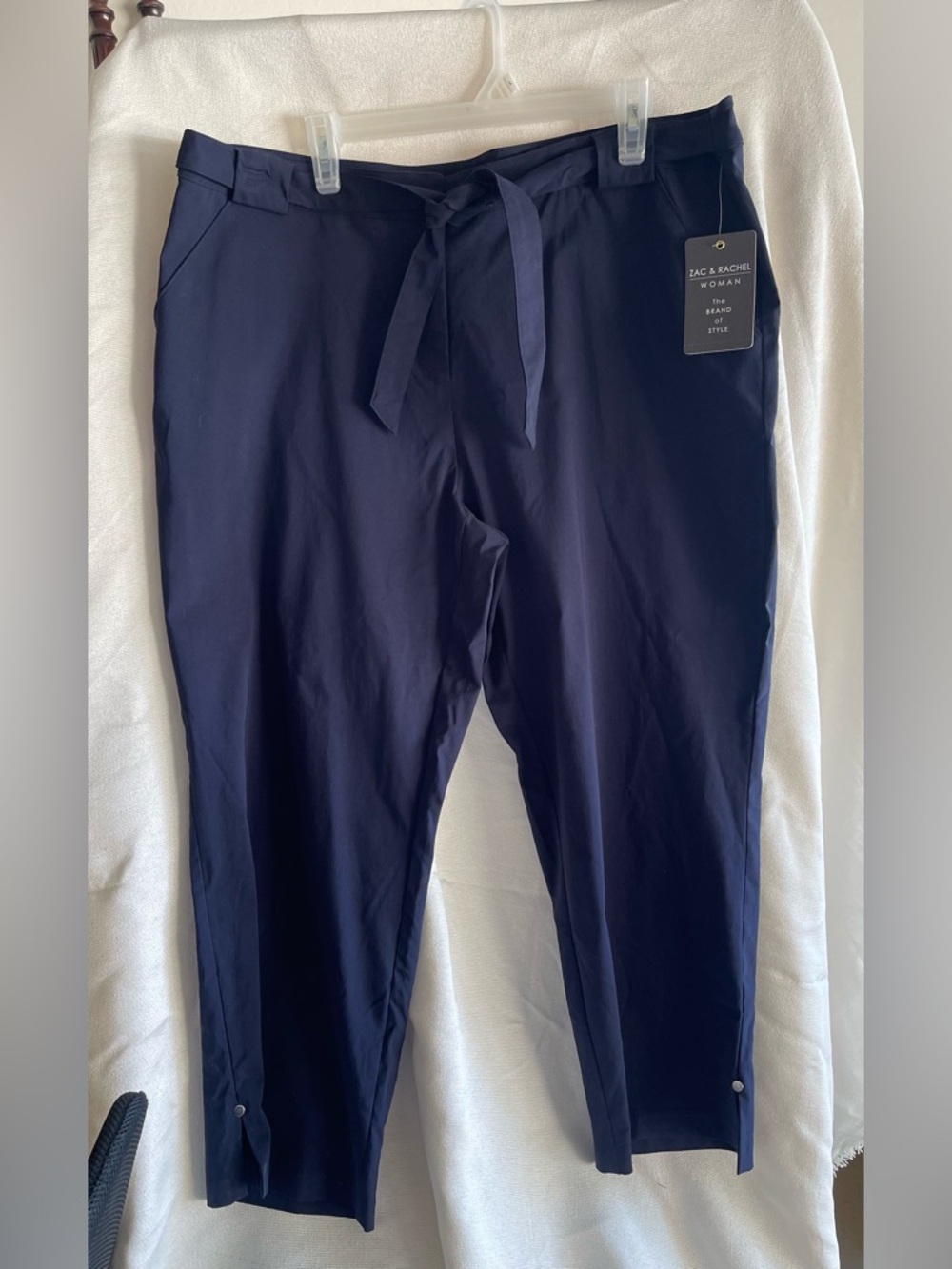 Zac & Rachel Navy Pull-On Tie Waist Pants